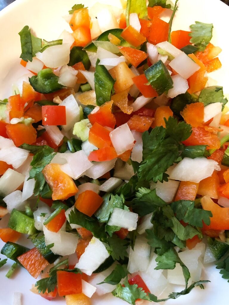 chopped vegetables for kebabs