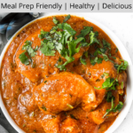 pinterest pin for ctm a round bowl of curry with cilantro on top