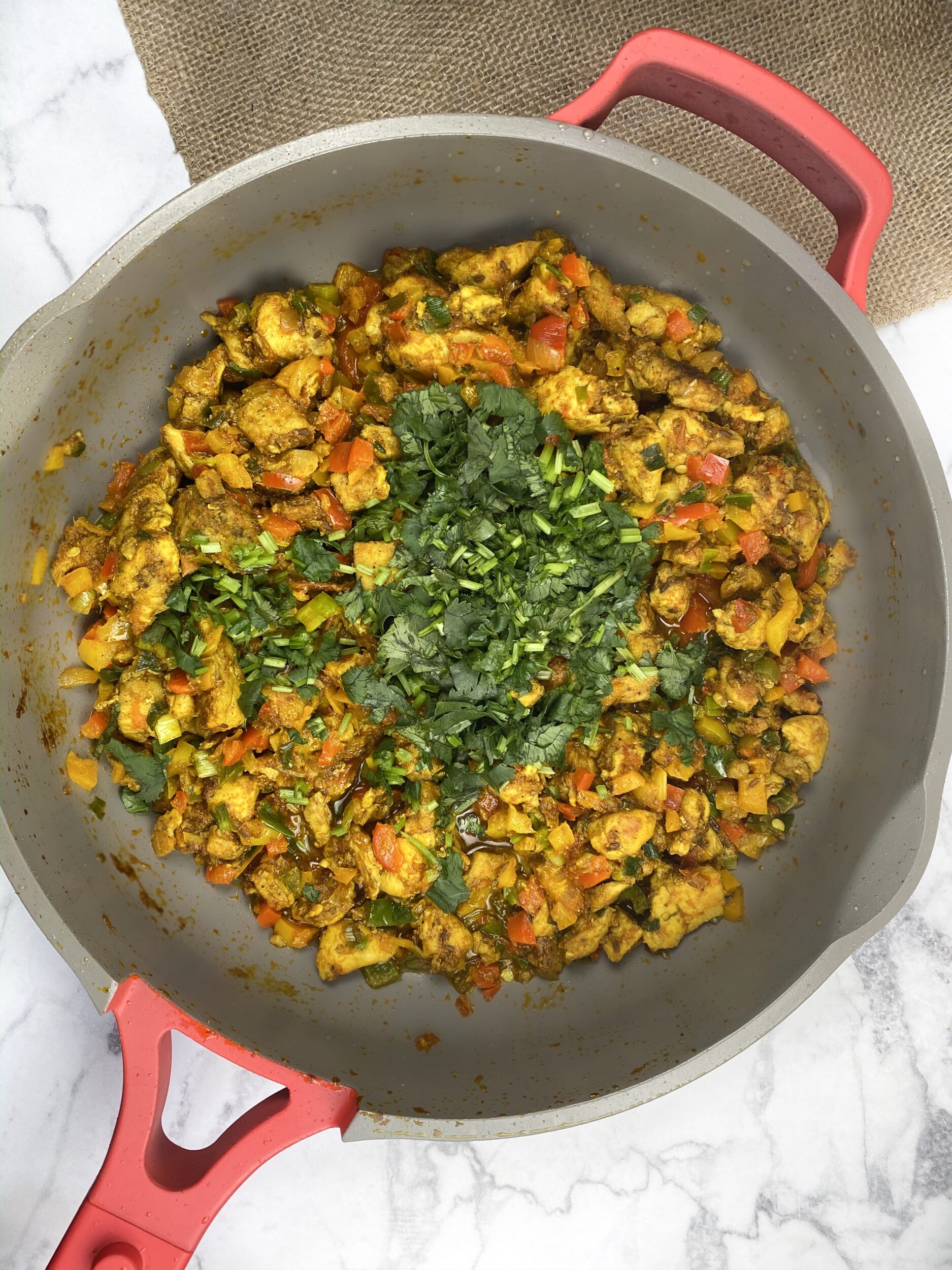 ourplace pan with cilantro chicken and peppers