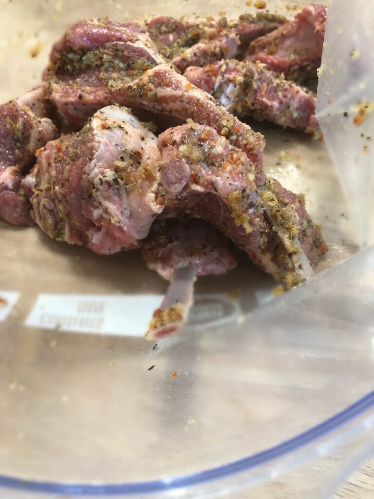 lamb chops marinating