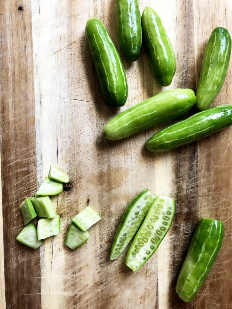 fresh tindora ivy gourd chopped up