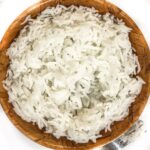 Instant Pot cooked Basmati Rice in a brown bowl