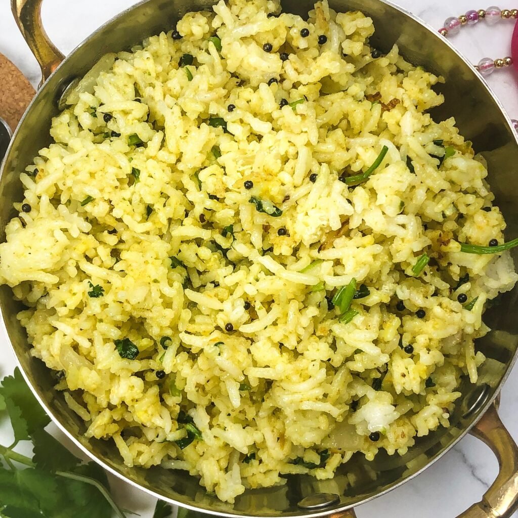 Indian fried rice vagharelo rice instant pot gujarati dish family friendly 