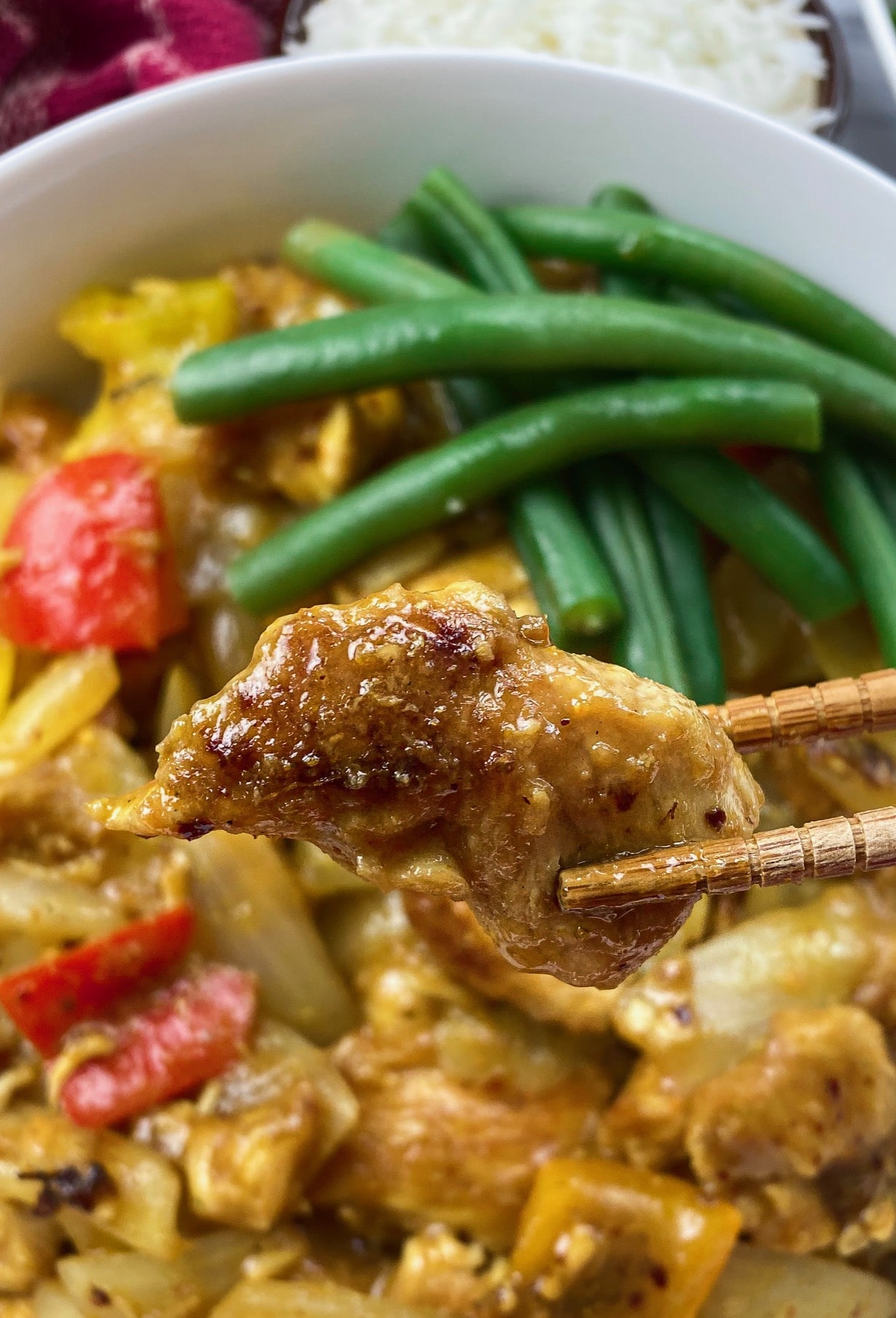 n Indo Chinese Chicken Curry dish with curry powder and spices