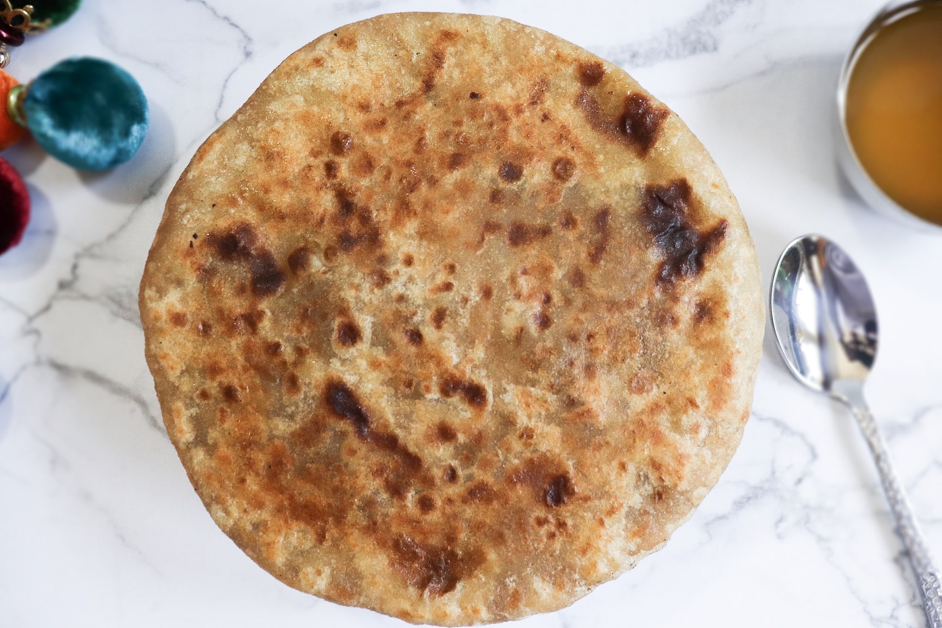 Puran Poli stuffed with sweet lentil mixture gujarati thali recipe