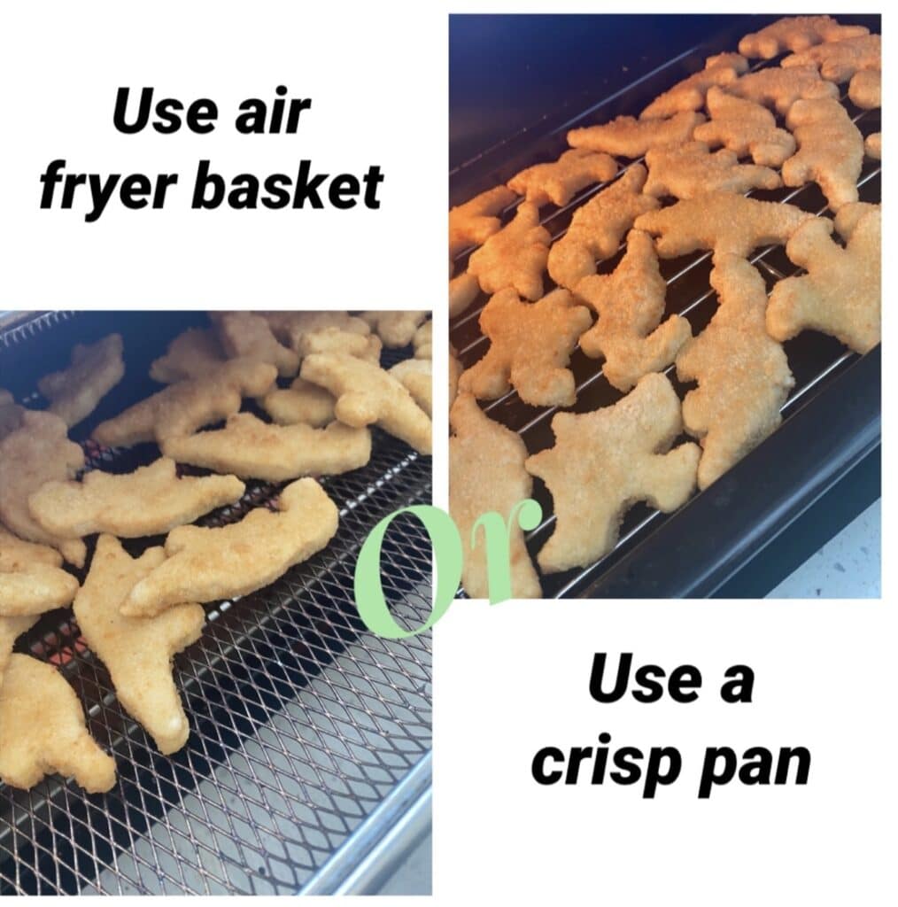 basket or crisper pan with nuggets