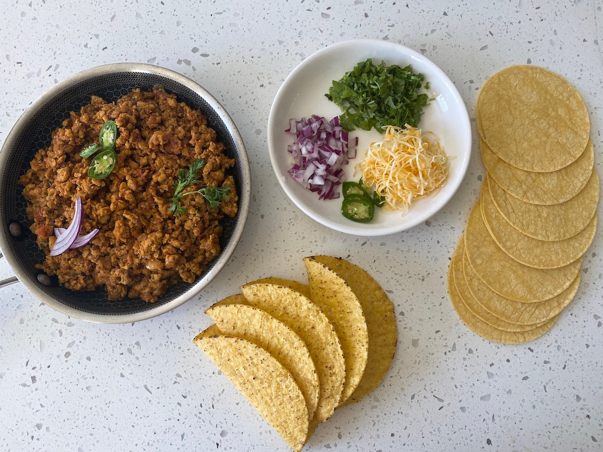 ingredients for indian tacos on a table