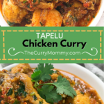 tapelu chicken desi chicken pinterest pin with two images of bone in drumstick chicken curry