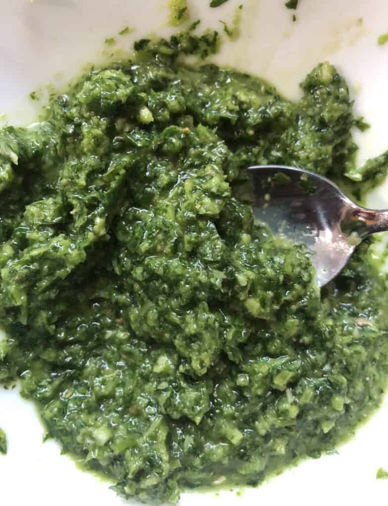 green hot masala chutney for the hot dogs