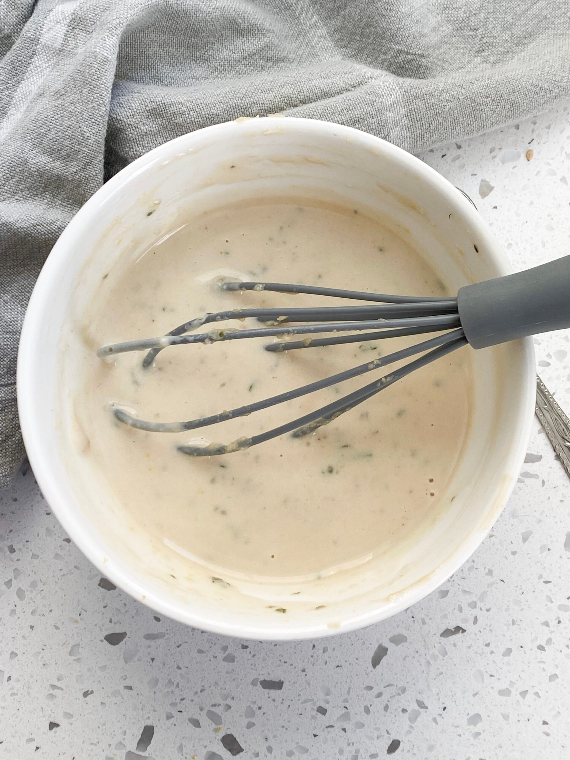 tahini pasta sauce in a bowl